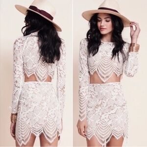 For Love & Lemons White Lace Mini Skirt